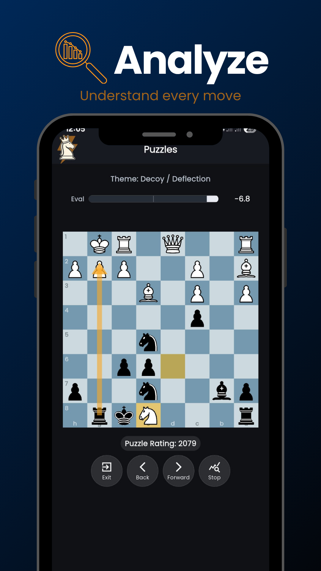 TacticMax analysis board for reviewing tactics